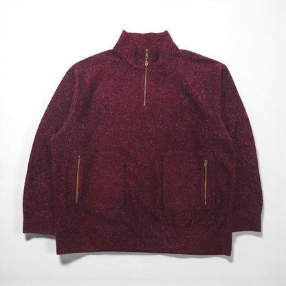 NAUTICA Half-Zip Pullover Fleece Jacket, XL, Bordeaux, Side Zip Pockets, Pile, Stand Collar