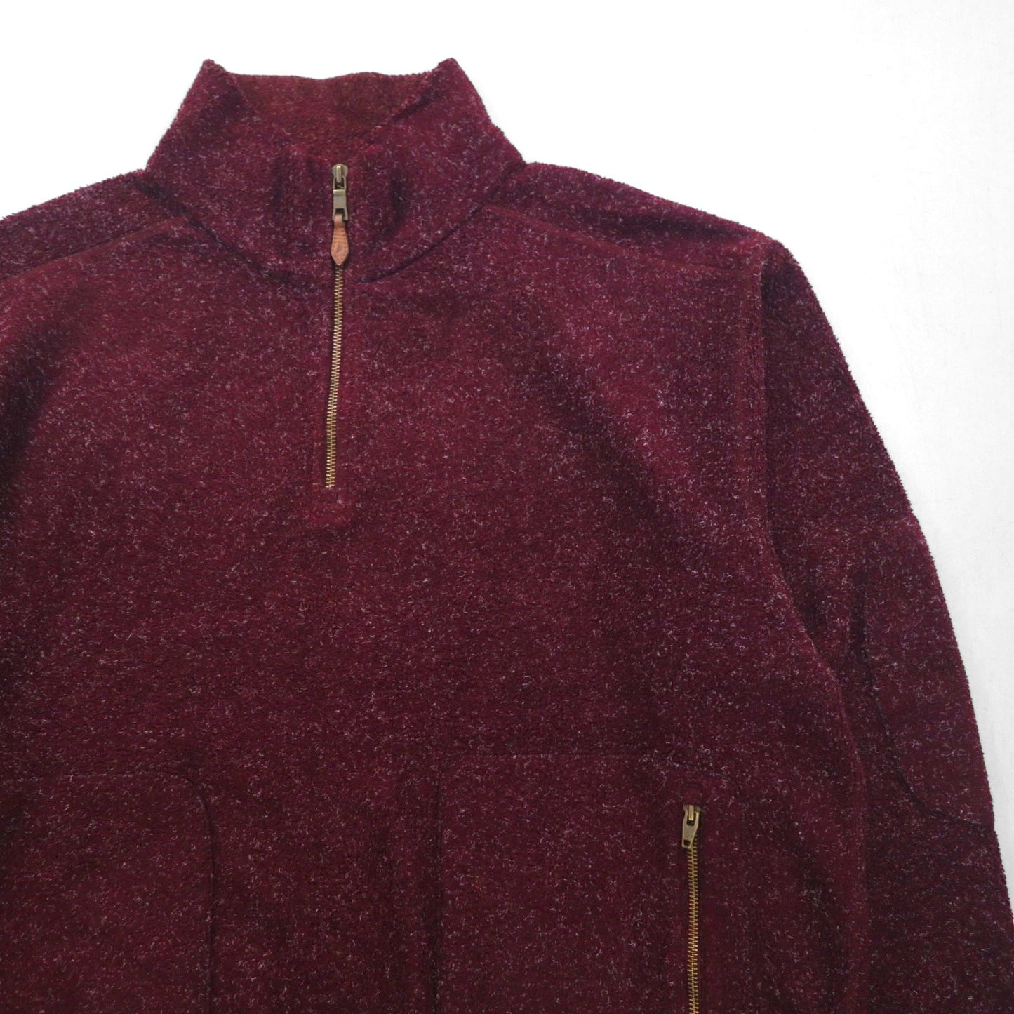 NAUTICA Half-Zip Pullover Fleece Jacket, XL, Bordeaux, Side Zip Pockets, Pile, Stand Collar