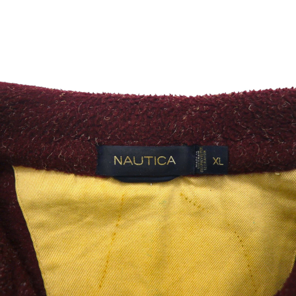 NAUTICA Half-Zip Pullover Fleece Jacket, XL, Bordeaux, Side Zip Pockets, Pile, Stand Collar