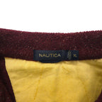 NAUTICA Half-Zip Pullover Fleece Jacket, XL, Bordeaux, Side Zip Pockets, Pile, Stand Collar