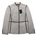 Brooks Brothers Mao collar Tyrolean jacket with piping, M, beige, linen blend, unused
