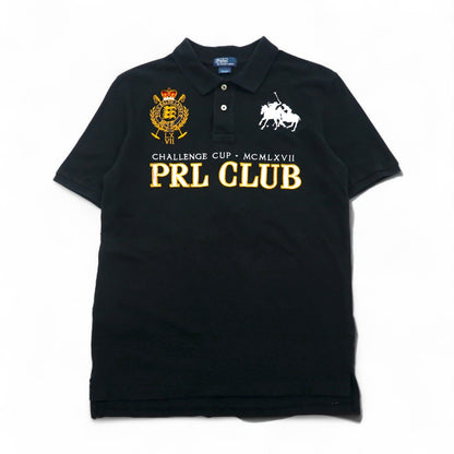 Polo by Ralph Lauren 90s PRL Club Embroidered Polo Shirt, Size M, Black, Pique, Double Pony Emblem