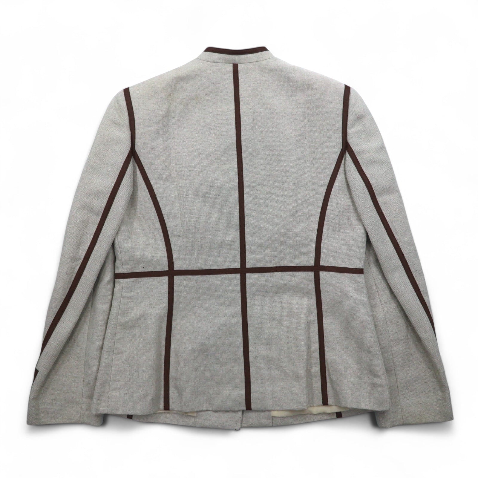 Brooks Brothers Mao collar Tyrolean jacket with piping, M, beige, linen blend, unused