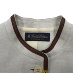 Brooks Brothers Mao collar Tyrolean jacket with piping, M, beige, linen blend, unused