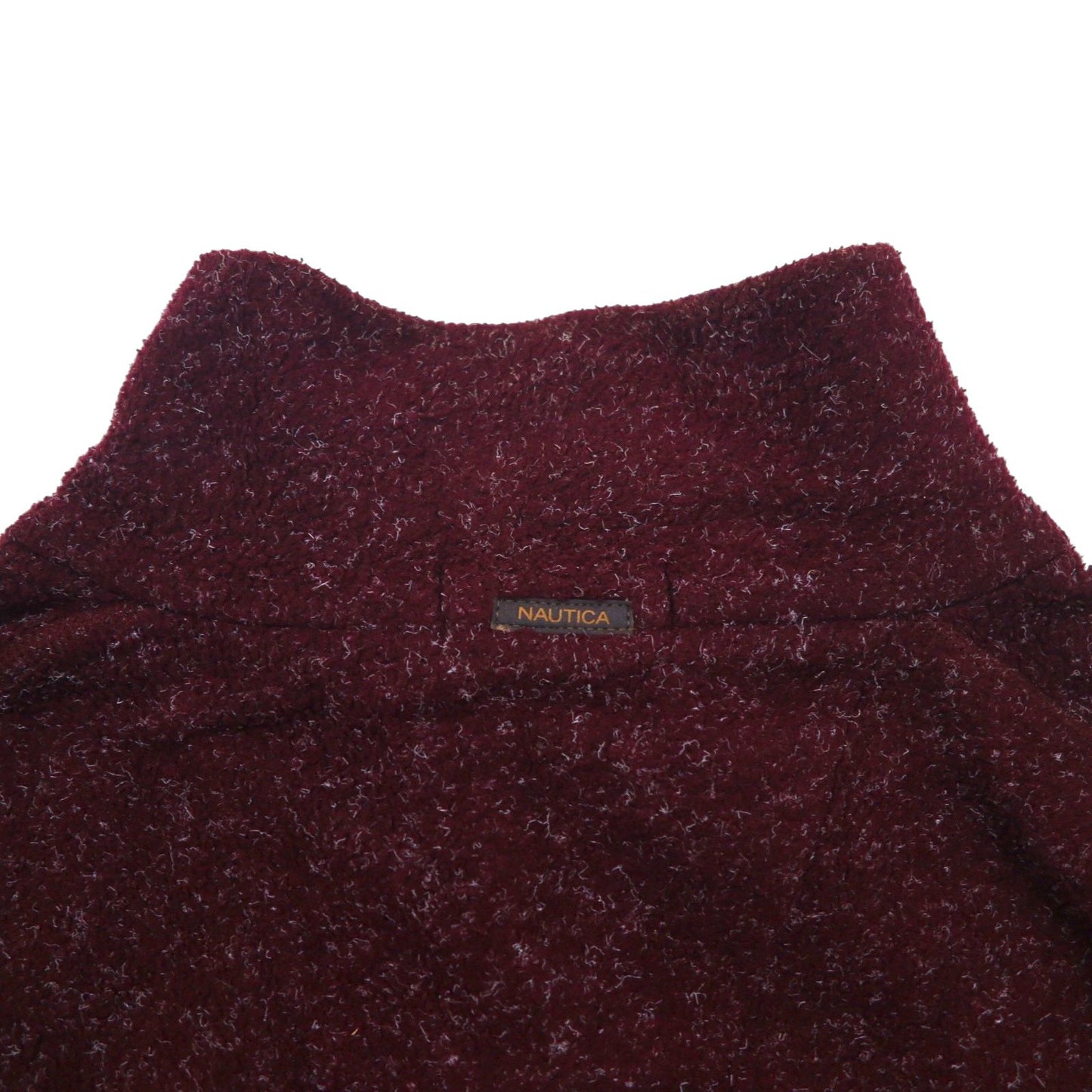 NAUTICA Half-Zip Pullover Fleece Jacket, XL, Bordeaux, Side Zip Pockets, Pile, Stand Collar