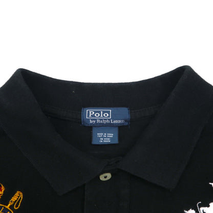Polo by Ralph Lauren 90s PRL Club Embroidered Polo Shirt, Size M, Black, Pique, Double Pony Emblem