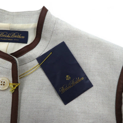Brooks Brothers マオカラー チロリアンジャケット パイピングジャケット M ベージュ リネン混 未使用品