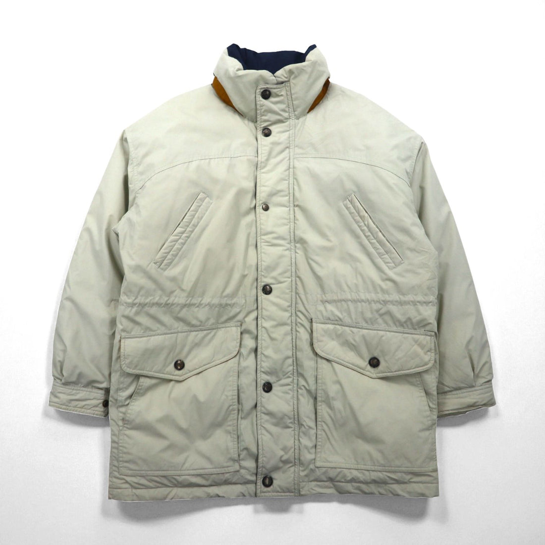 LONDON FOG 90s 65/35 Cross Stand Collar Down Jacket, Size 2XL, Beige, Drawcord