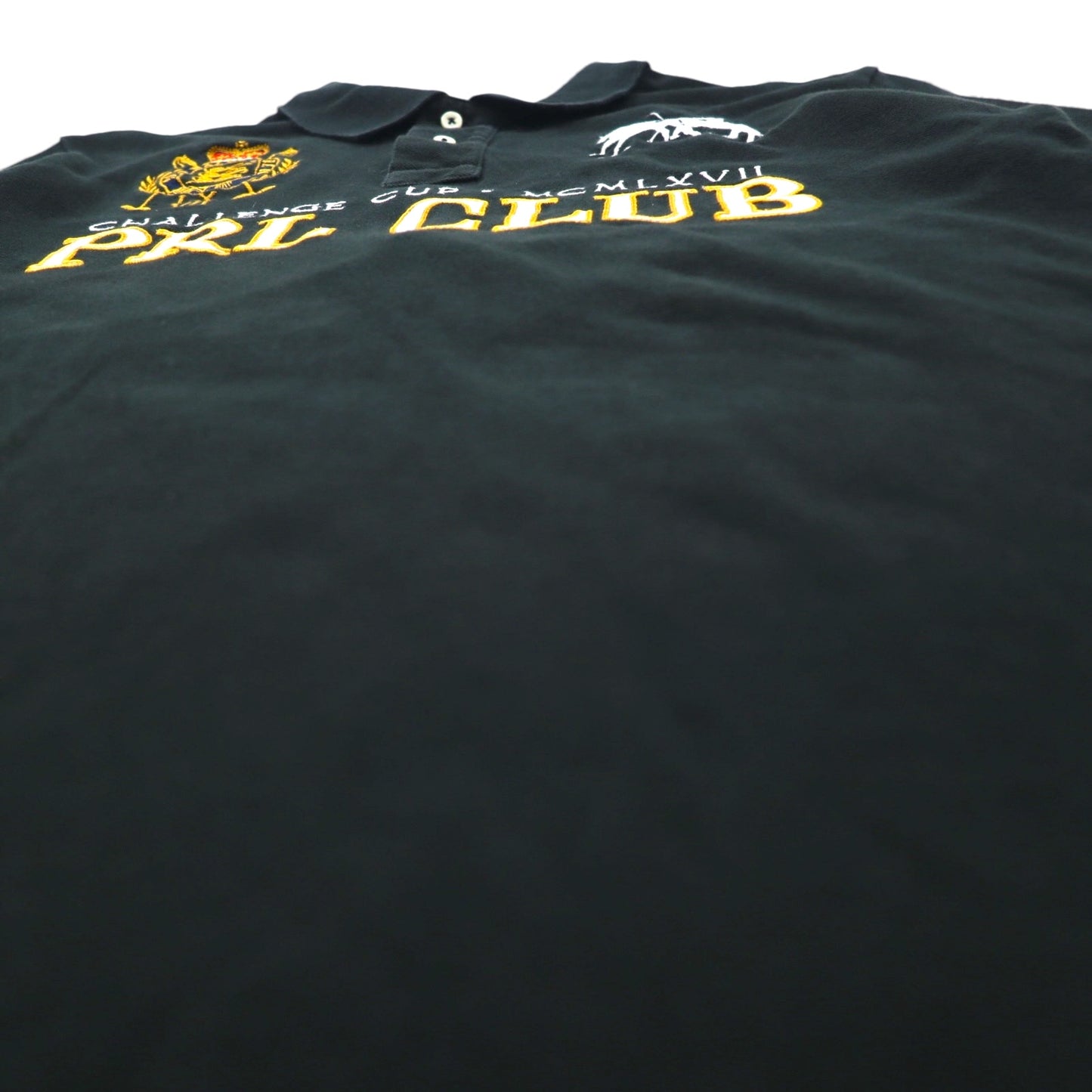 Polo by Ralph Lauren 90s PRL Club Embroidered Polo Shirt, Size M, Black, Pique, Double Pony Emblem