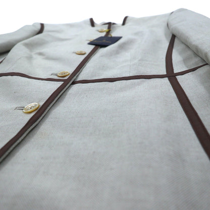 Brooks Brothers マオカラー チロリアンジャケット パイピングジャケット M ベージュ リネン混 未使用品