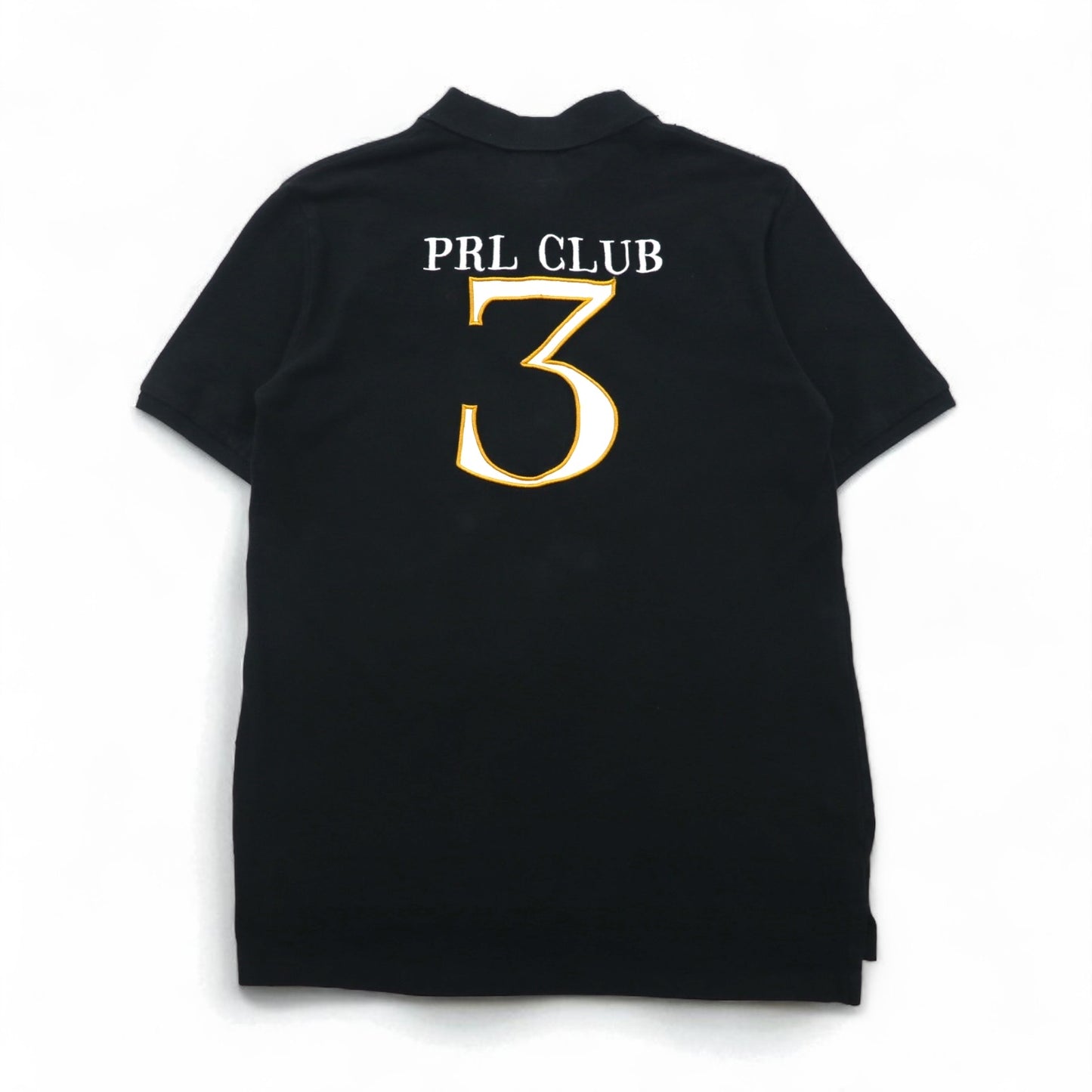 Polo by Ralph Lauren 90s PRL Club Embroidered Polo Shirt, Size M, Black, Pique, Double Pony Emblem