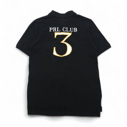 Polo by Ralph Lauren 90s PRL Club Embroidered Polo Shirt, Size M, Black, Pique, Double Pony Emblem