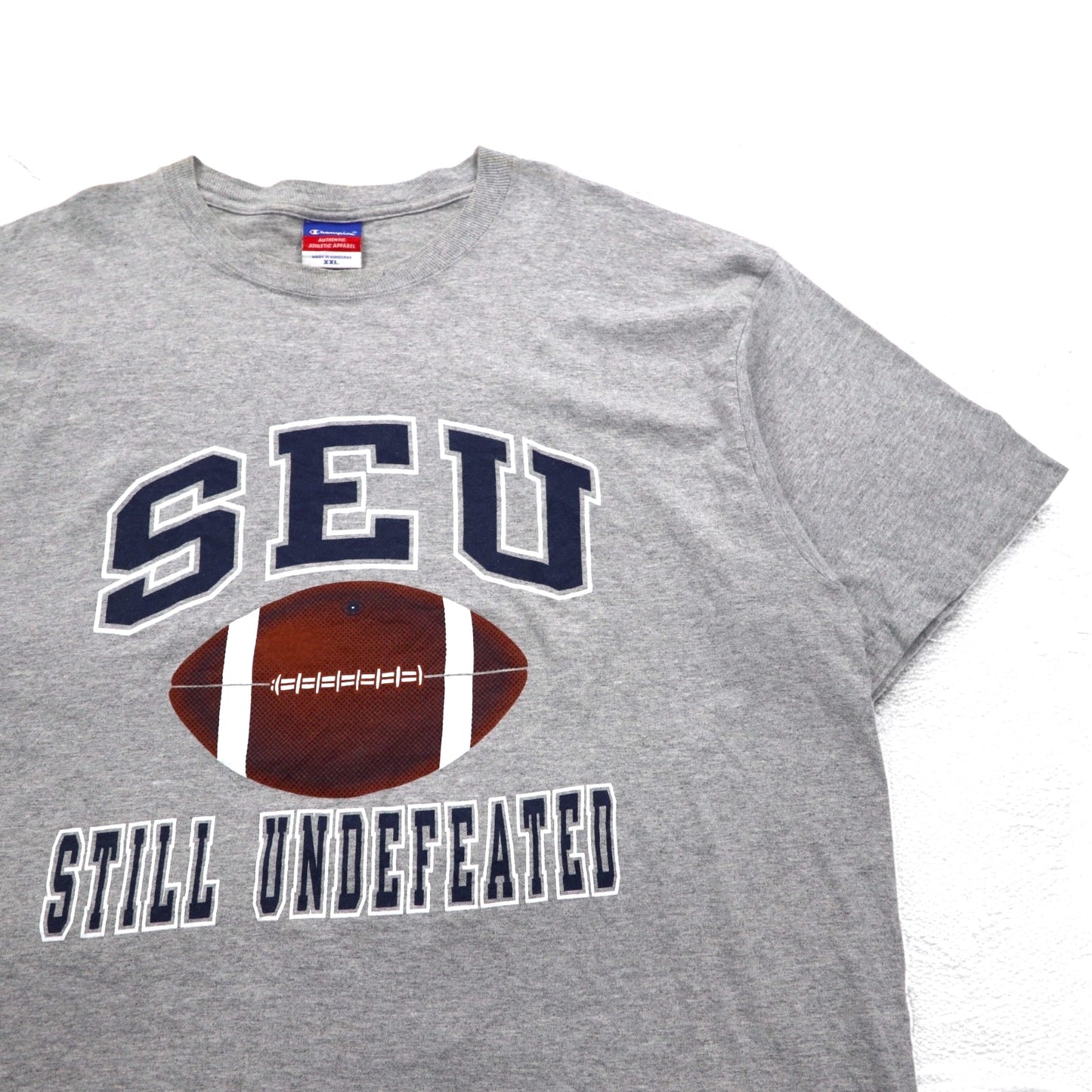Champion 00年代 カレッジ プリント Tシャツ 2XL グレー SEU アーチロゴ ビッグサイズ ホンジュラス製