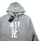 NIKE Pullover Hoodie M Grey JUST DO IT HOODIE 928717-063 Made in Pakistan Unused