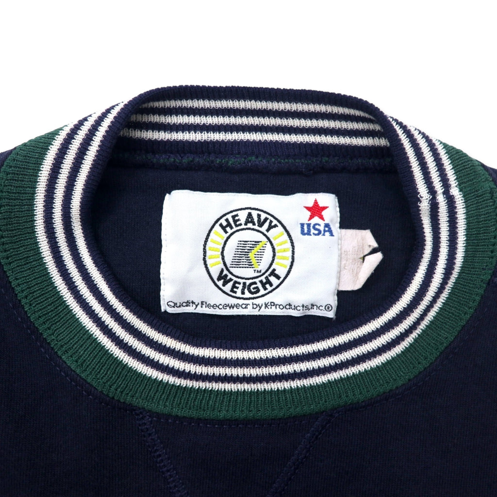 K-Products USA 90's HEAVY WEIGHT Ribline Sweatshirt XL Navy Cotton
