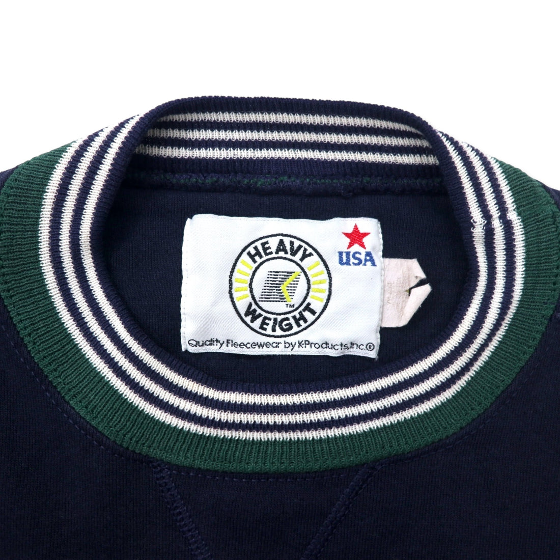 K-Products USA 90's HEAVY WEIGHT Ribline Sweatshirt XL Navy Cotton