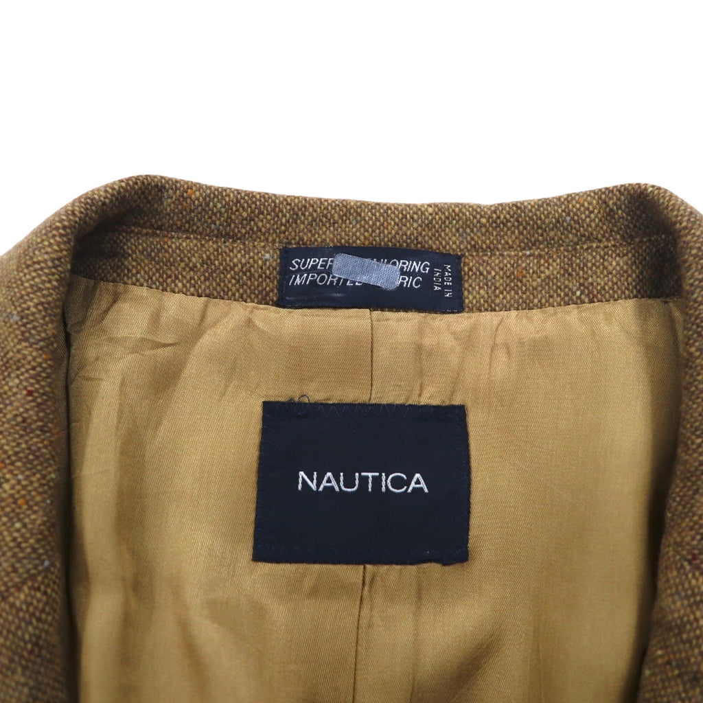 NAUTICA Indian Tweed 2B Tailored Jacket Blazer L Beige Wool