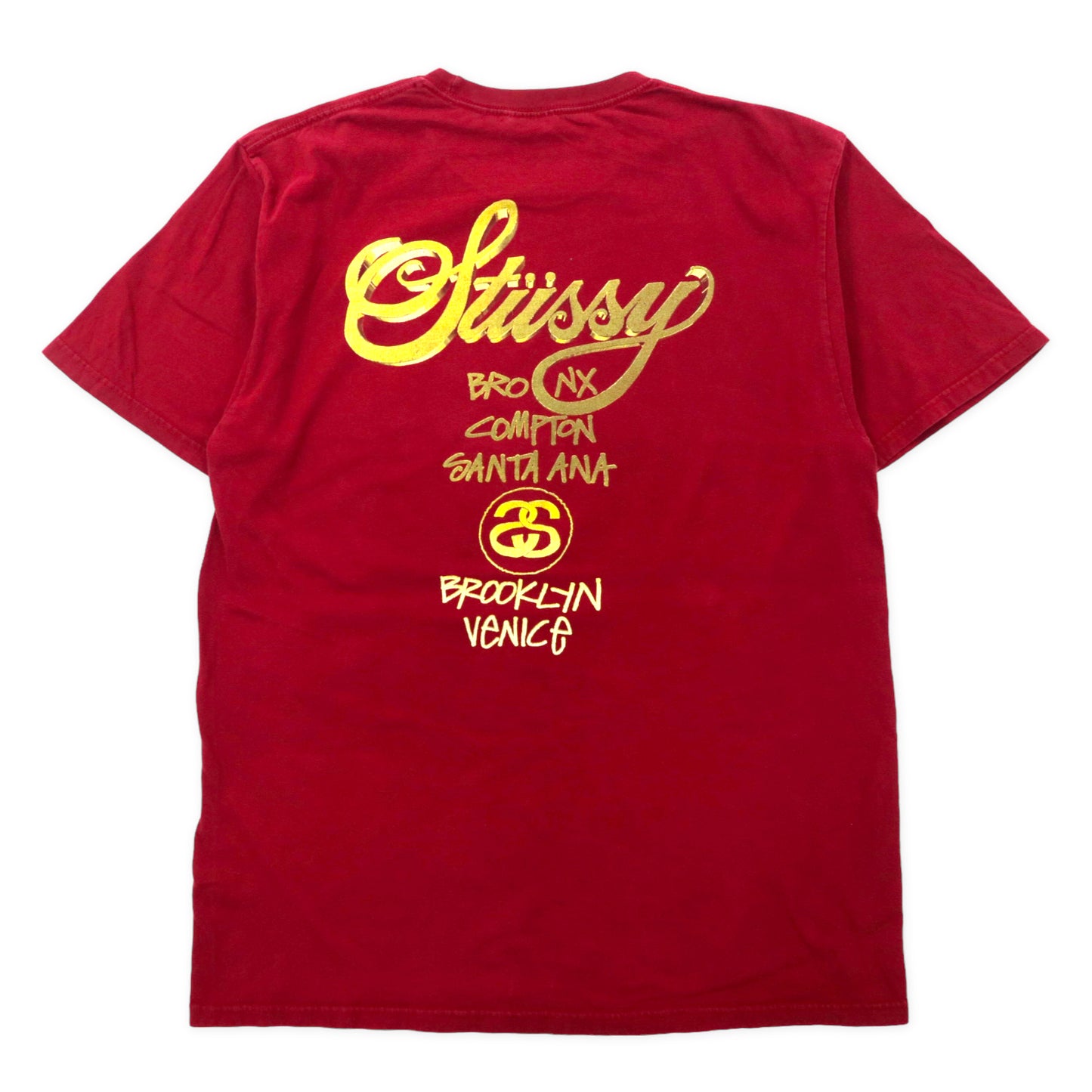 stussy ワールドツアーTシャツ L レッド コットン 両面プリント ストックロゴ シャネルロゴ メキシコ製