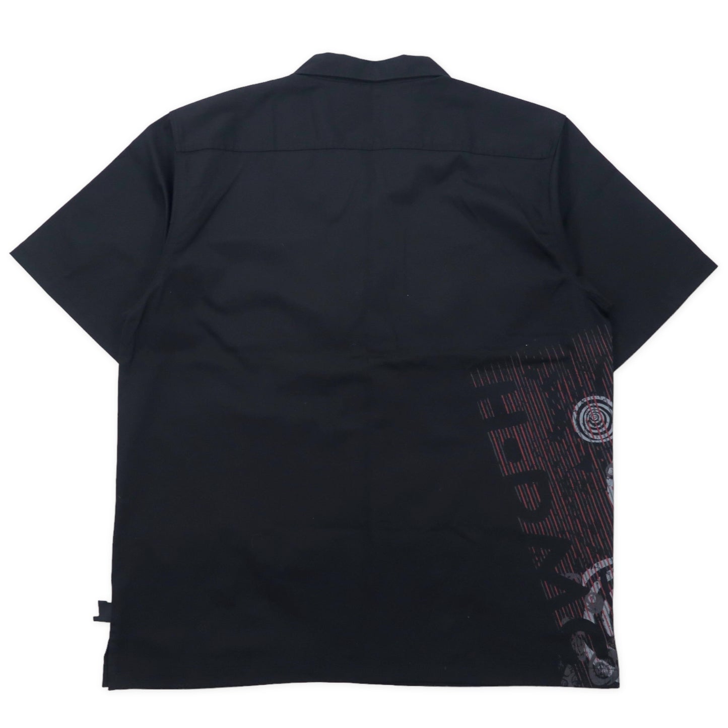 HARLEY DAVIDSON 半袖 オープンカラー ワークシャツ XL ブラック コットン ロゴプリント ビッグサイズ