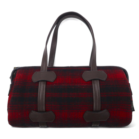 PORTER GIRL × WOOLRICH キャビン ミニボストンバッグ ハンドバッグ レッド ウール レザー チェック CABIN BOSTON BAG SMALL 日本製