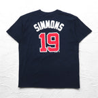 Majestic 90年代 ベースボール プリント Tシャツ 2XL ネイビー MLB Braves ナンバリング メキシコ製