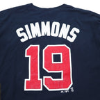 Majestic 90年代 ベースボール プリント Tシャツ 2XL ネイビー MLB Braves ナンバリング メキシコ製