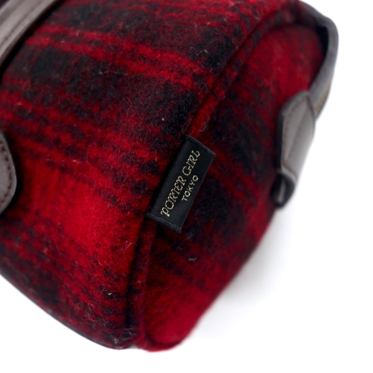 PORTER GIRL × WOOLRICH キャビン ミニボストンバッグ ハンドバッグ レッド ウール レザー チェック CABIN BOSTON BAG SMALL 日本製