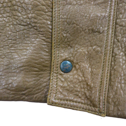 80s France Vintage Belted Leather Jacket シボ革 レザーコート XL 比翼 ベルト付き 80年代 フランス製 McDouglas PARIS