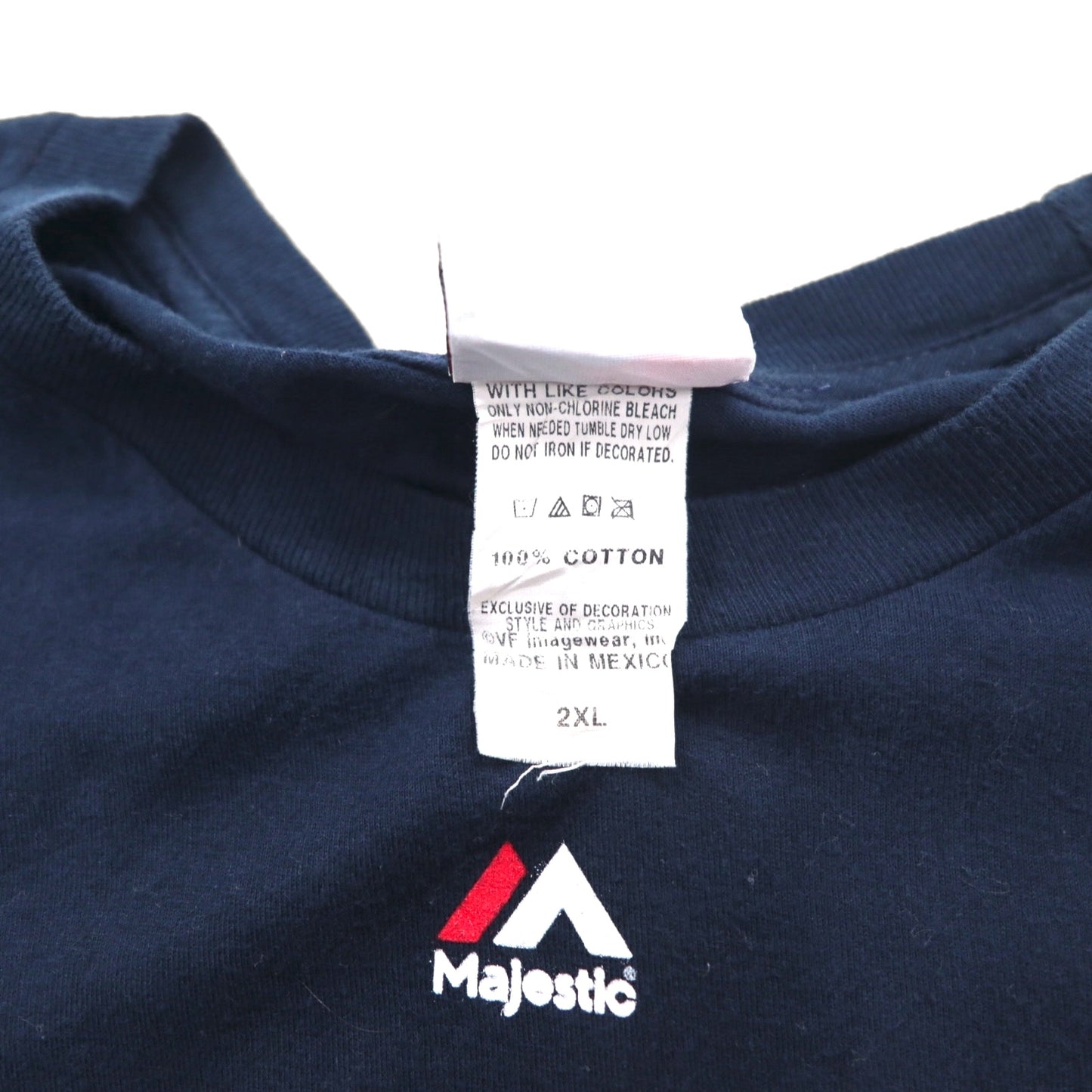 Majestic 90年代 ベースボール プリント Tシャツ 2XL ネイビー MLB Braves ナンバリング メキシコ製