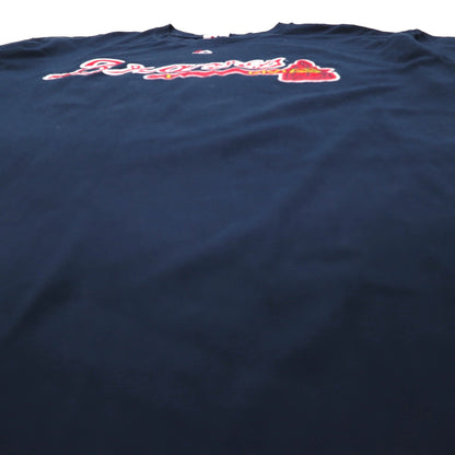 Majestic 90年代 ベースボール プリント Tシャツ 2XL ネイビー MLB Braves ナンバリング メキシコ製
