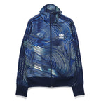 adidas originals Firebird stand collar high neck track jacket jersey M navy all-over print trefoil logo 3 stripes Blue Geology Fire Bird Track Top BQ1001