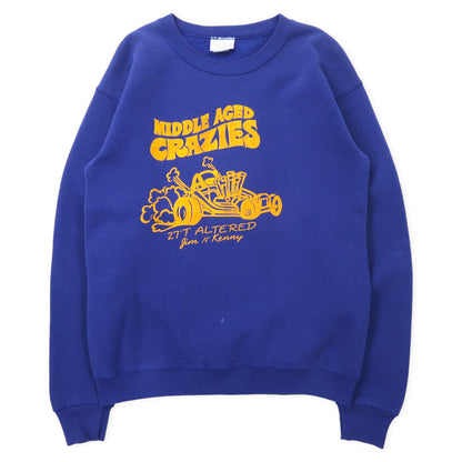 日本然リトテ-古着オンライン-CASCADE SPORT USA製 90年代 プリントスウェット M ブルー コットン 裏起毛 MIDDLE AGED CRAZIES-CASCADE SPORT USA MADE 90s Print Sweatshirt M Blue Cotton Brushed Lining Middle Aged Crazies