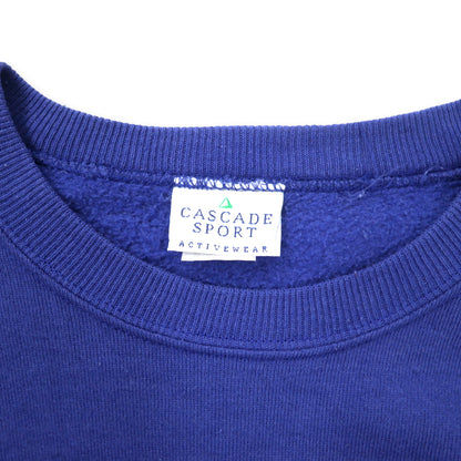 CASCADE SPORT USA製 90年代 プリントスウェット M ブルー コットン 裏起毛 MIDDLE AGED CRAZIES