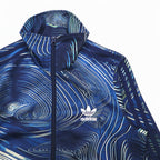 adidas originals Firebird stand collar high neck track jacket jersey M navy all-over print trefoil logo 3 stripes Blue Geology Fire Bird Track Top BQ1001