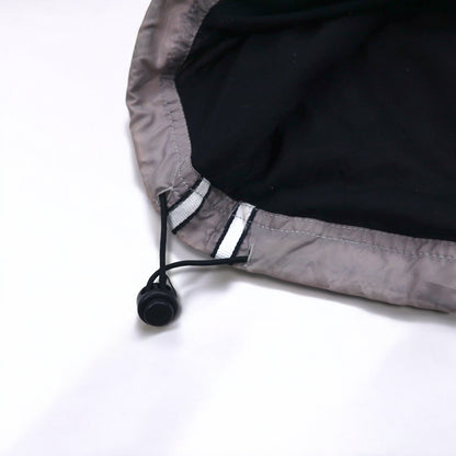 STARTER Layered Anorak Parka Half Zip Nylon Jacket L Black One Point Logo Embroidery