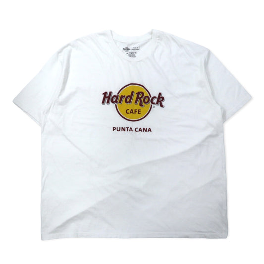 日本然リトテ-古着オンライン-Hard Rock CAFE ロゴプリント Tシャツ XXXL ホワイト コットン PUNTA CANA ビッグサイズ メキシコ製-Hard Rock CAFE Logo Print T-Shirt XXXL White Cotton PUNTA CANA Big Size Mexico Made