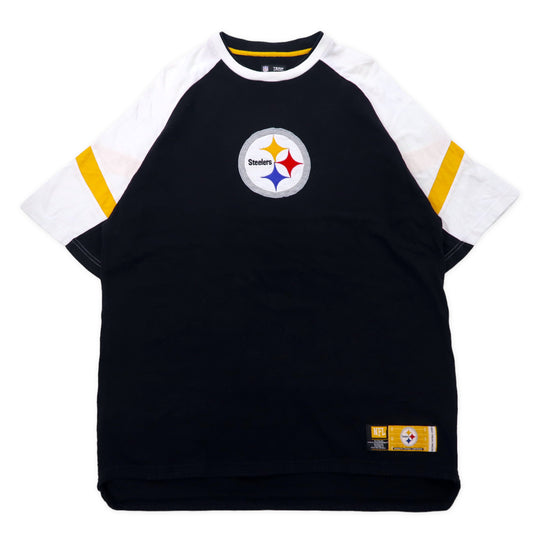 日本然リトテ-古着オンライン-NFL TEAM APPAREL ラグランTシャツ XL ブラック コットン パキ綿 Steelers ビッグサイズ-NFL Team Apparel Raglan T-SHIRT XL Black Cotton Paki Cotton Steelers Big Size