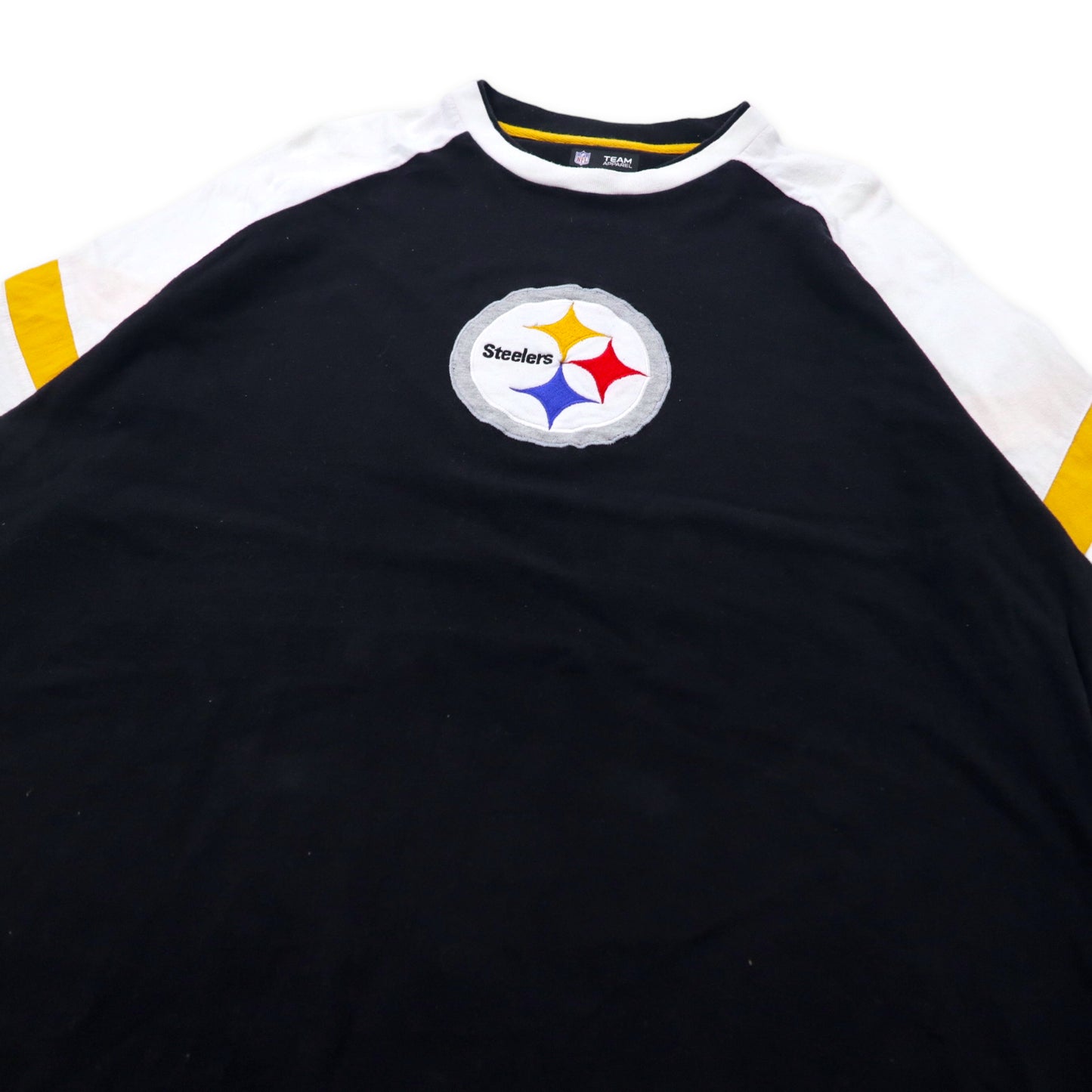 NFL TEAM APPAREL ラグランTシャツ XL ブラック コットン パキ綿 Steelers ビッグサイズ