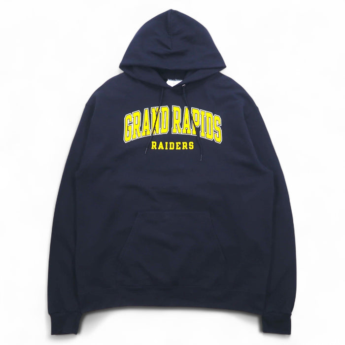 Champion プルオーバー パーカー 3XL ネイビー ビッグサイズ GRAND RAPIDS RAIDERS エルサルバドル製