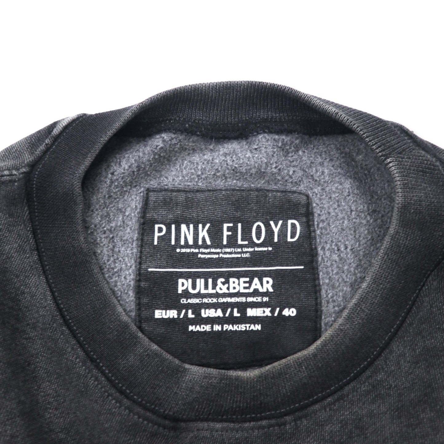 PINK FLOYD ピンクフロイド バンド プリント スウェット L グレー コットン ブリーチ ヴィンテージ加工 PULL & BEAR パキスタン製