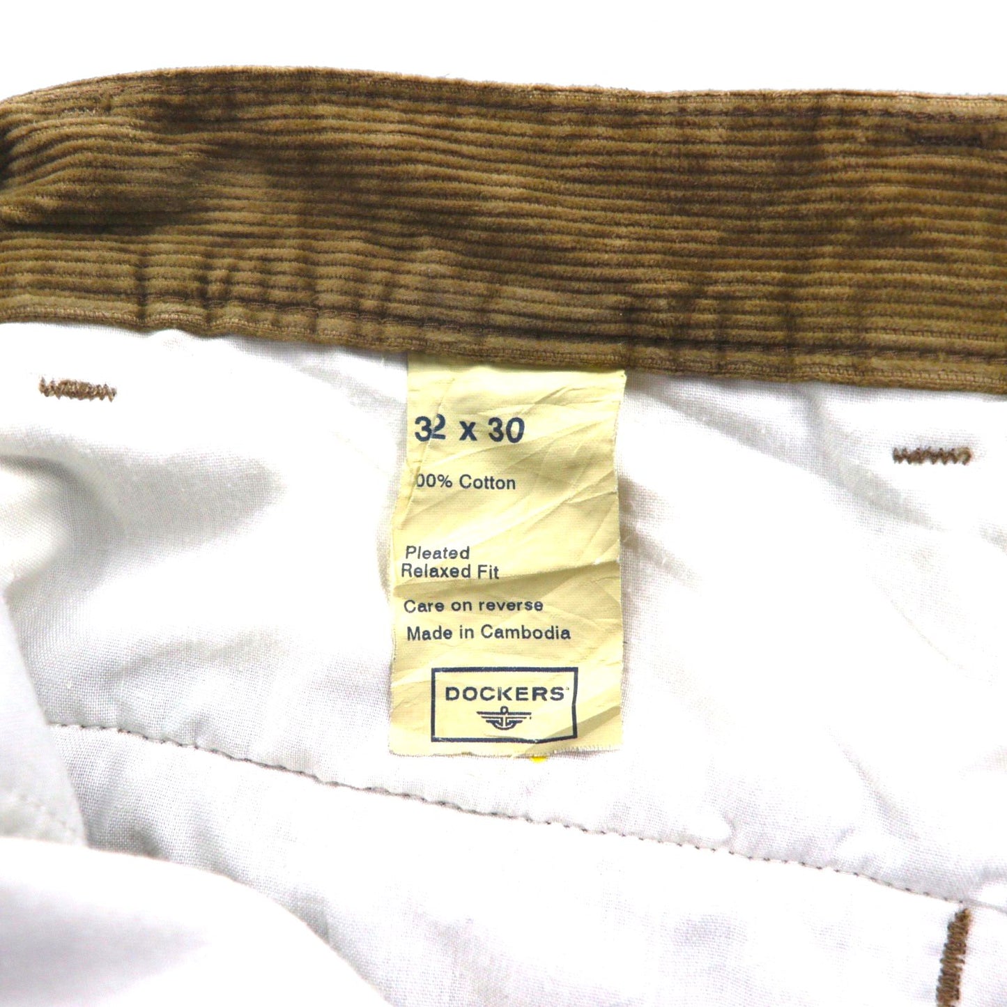 DOCKERS (Levi's) 2000s Wide-leg Corduroy Chino Pants, Size M, Beige, with Double Cuffs