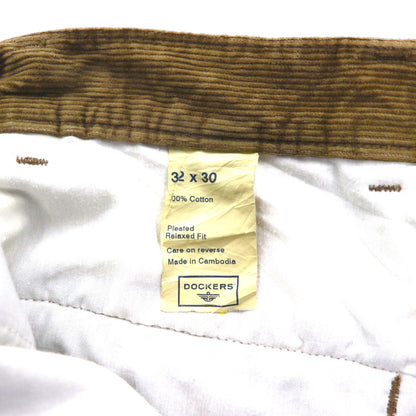 DOCKERS (Levi's) 2000s Wide-leg Corduroy Chino Pants, Size M, Beige, with Double Cuffs