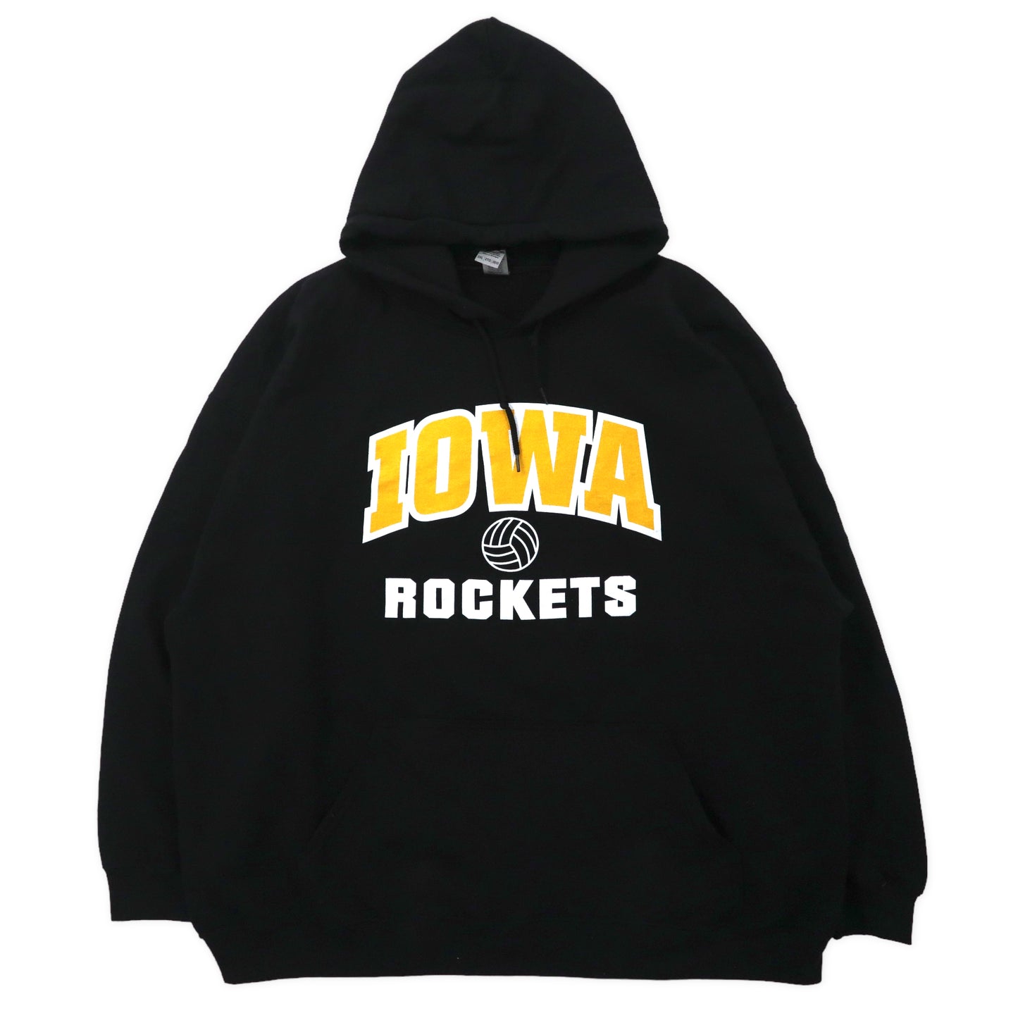 GILDAN ビッグサイズ カレッジプリントパーカー 2XL ブラック コットン 裏起毛 IOWA ROCKETS