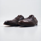 MORESCHI Italian-made semi-brogue dress shoes, size 27.5cm, brown genuine leather with medallion detailing.