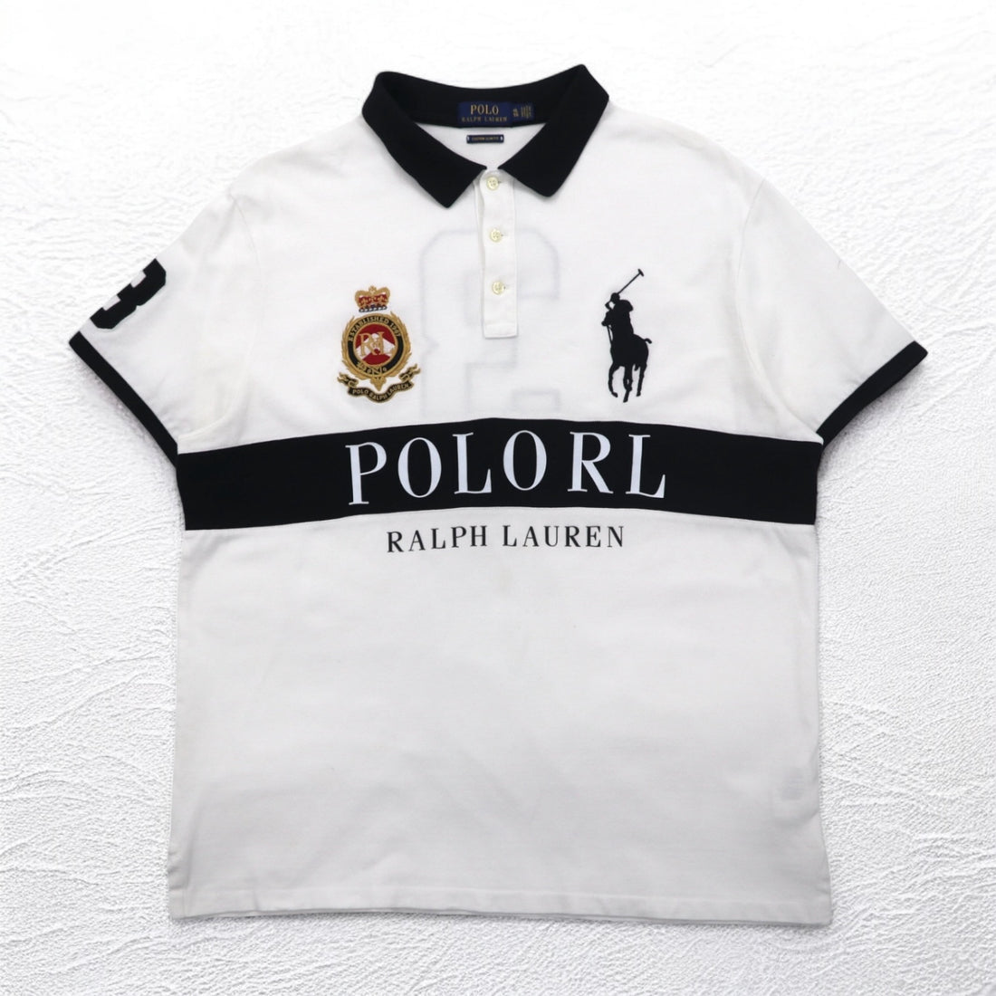 POLO RALPH LAUREN Big Pony Embroidered Polo Shirt XL White POLO TEAM Numbering