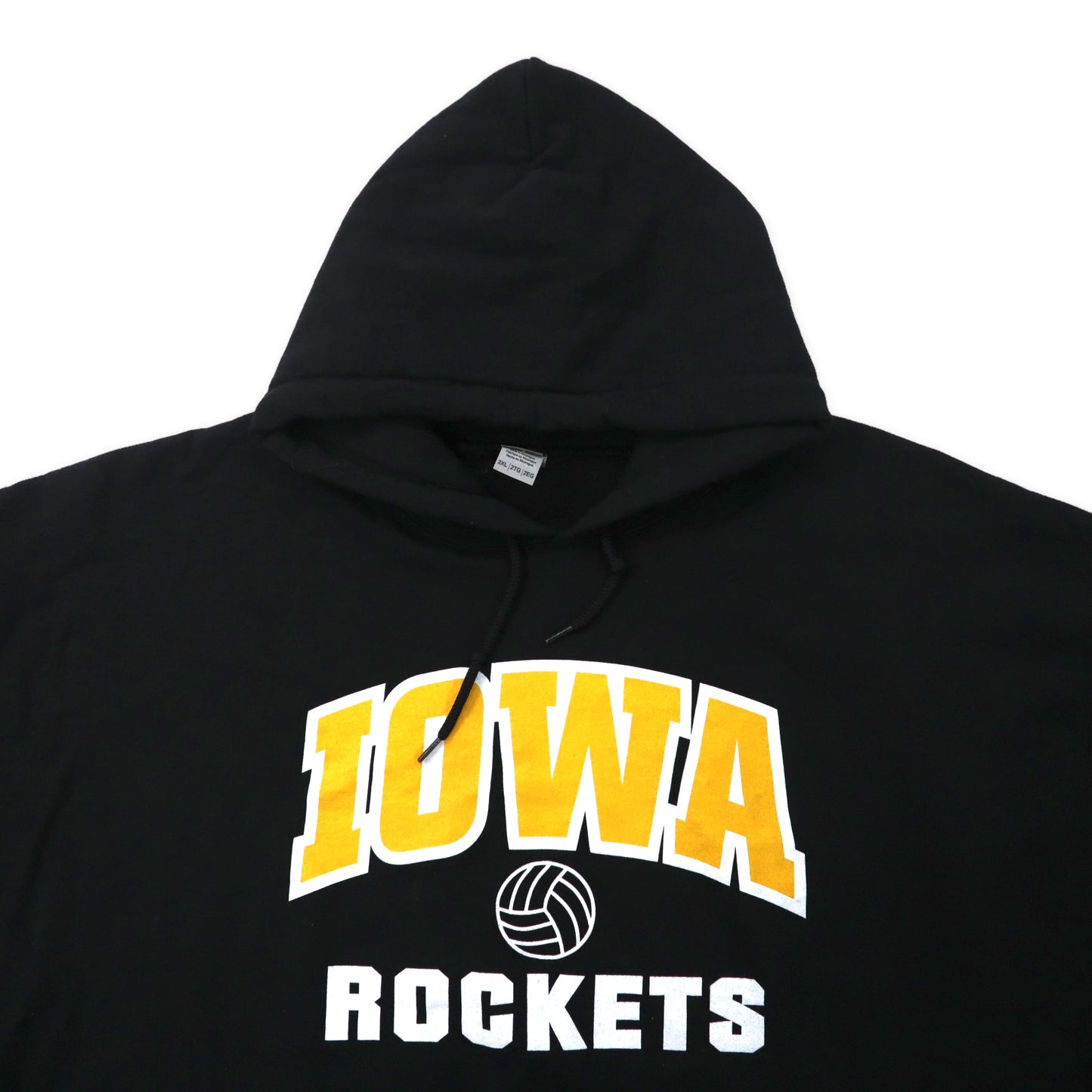 GILDAN ビッグサイズ カレッジプリントパーカー 2XL ブラック コットン 裏起毛 IOWA ROCKETS