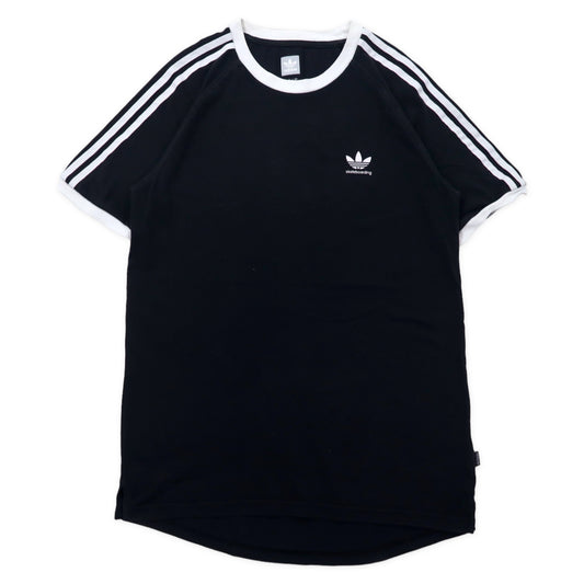 日本然リトテ-古着オンライン-adidas skateboarding リンガーTシャツ L ブラック コットン トレフォイルロゴ 3ストライプ CALIFORNIA 2.0 TEE CW2352-Adidas Skateboarding Ringer T-SHIRT L Black Cotton Trofoil Logo 3 Striped California 2.0 TEE CW2352