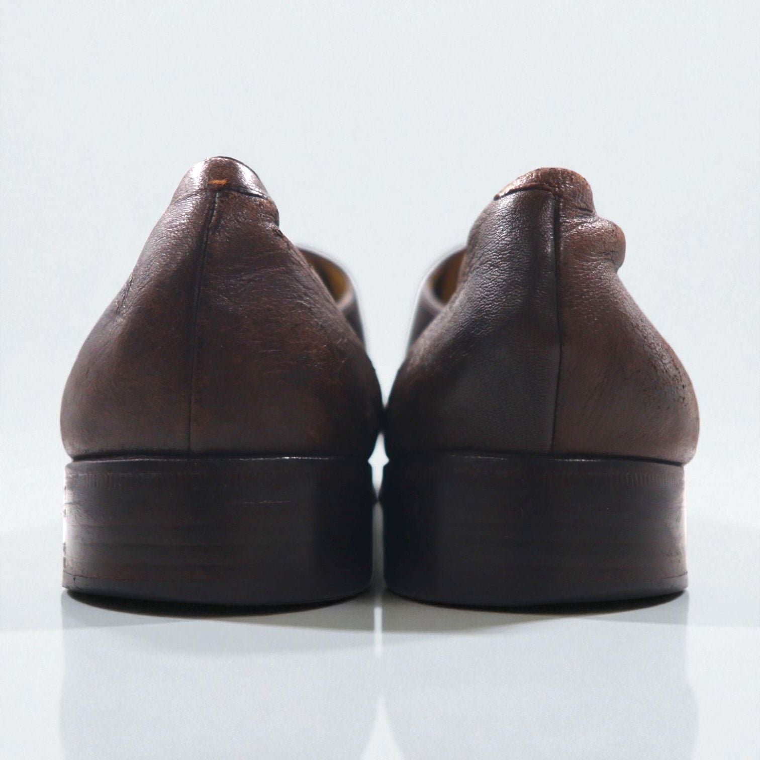 MORESCHI Italian-made semi-brogue dress shoes, size 27.5cm, brown genuine leather with medallion detailing.