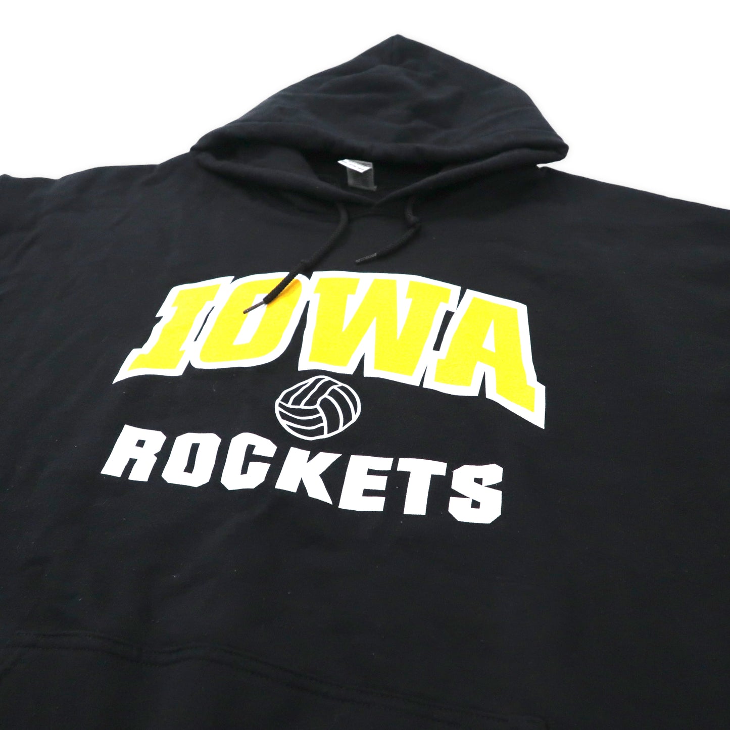 GILDAN ビッグサイズ カレッジプリントパーカー 2XL ブラック コットン 裏起毛 IOWA ROCKETS