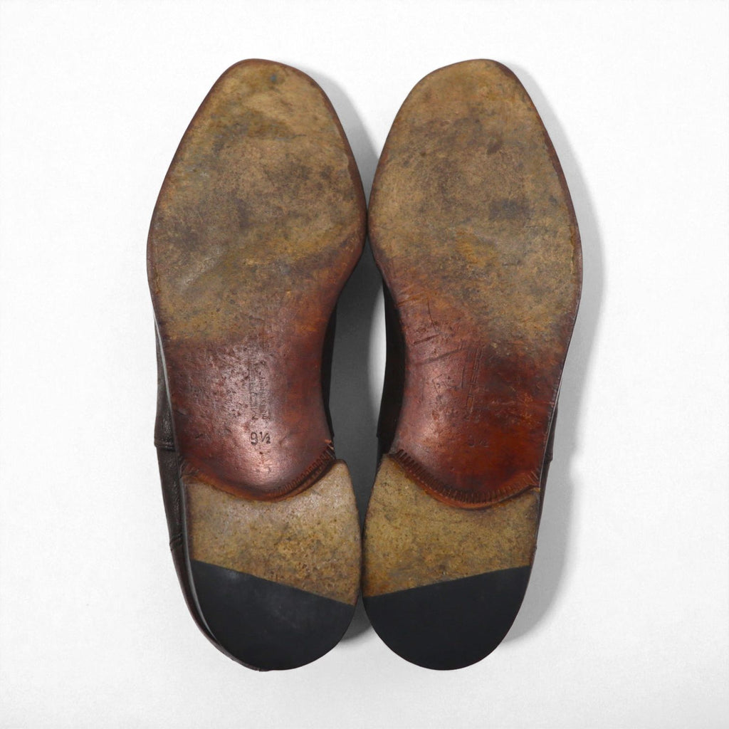 MORESCHI Italian-made semi-brogue dress shoes, size 27.5cm, brown genuine leather with medallion detailing.